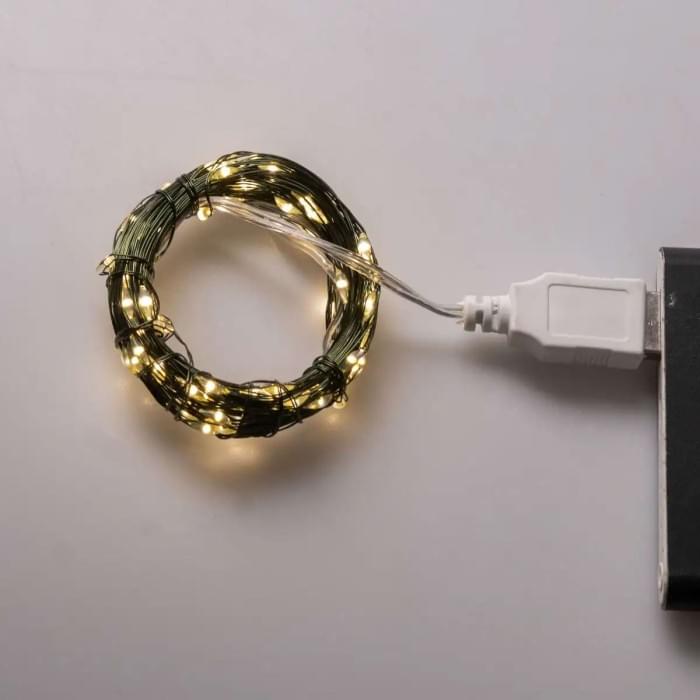 Гірлянда роса 10 метрів USB на 100 led світлодіодів крапля на зеленому дроті USB100L10MGY (58901)