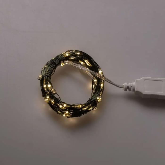 Гірлянда роса 10 метрів USB на 100 led світлодіодів крапля на зеленому дроті USB100L10MGY (58901)