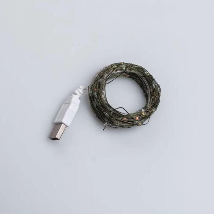 Гірлянда роса 20 метрів USB на 200 led світлодіодів крапля на зеленому дроті мультиколор USB200L20MGML (10663)