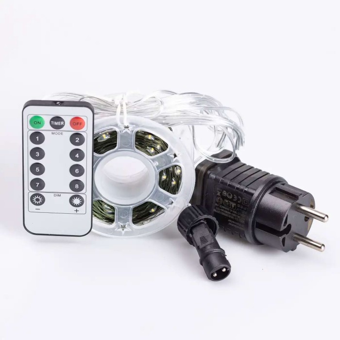 Гірлянда роса на пульті 50 метрів на 500 led світлодіодів крапля на зеленому дроті жовта 500L50MGY (74235)