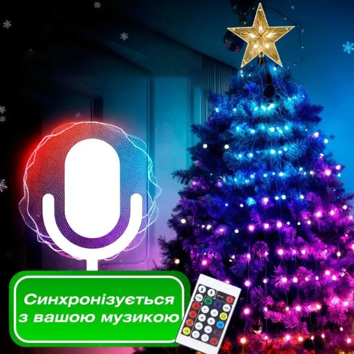 Розумна гірлянда Smart 200 LED довжина 2 м з керуванням зі смартфона прозора, мультиколор 1733042W (41650)