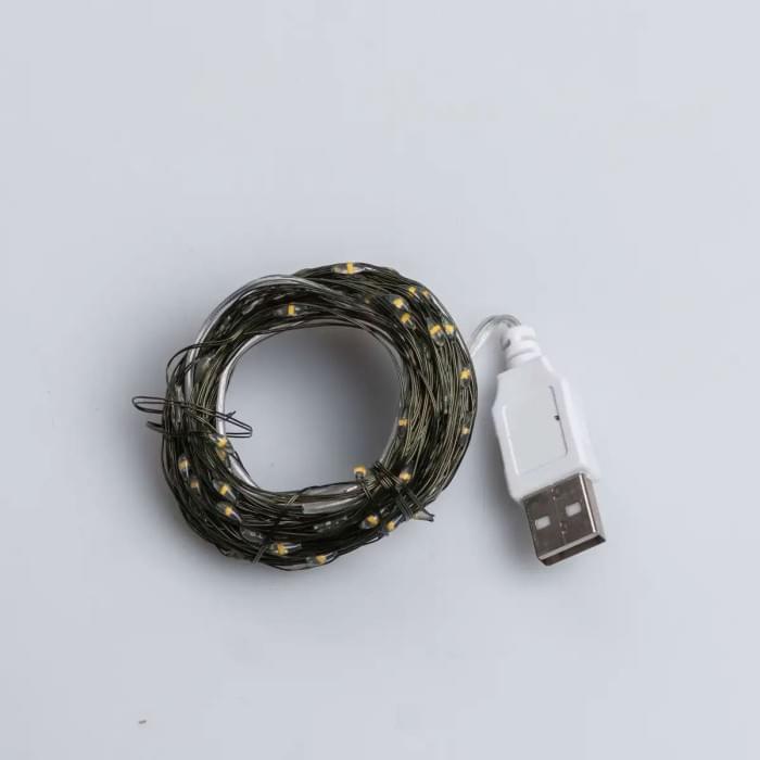 Гірлянда роса 20 метрів USB на 200 led світлодіодів крапля на зеленому дроті жовта USB200L20MGY (63213)