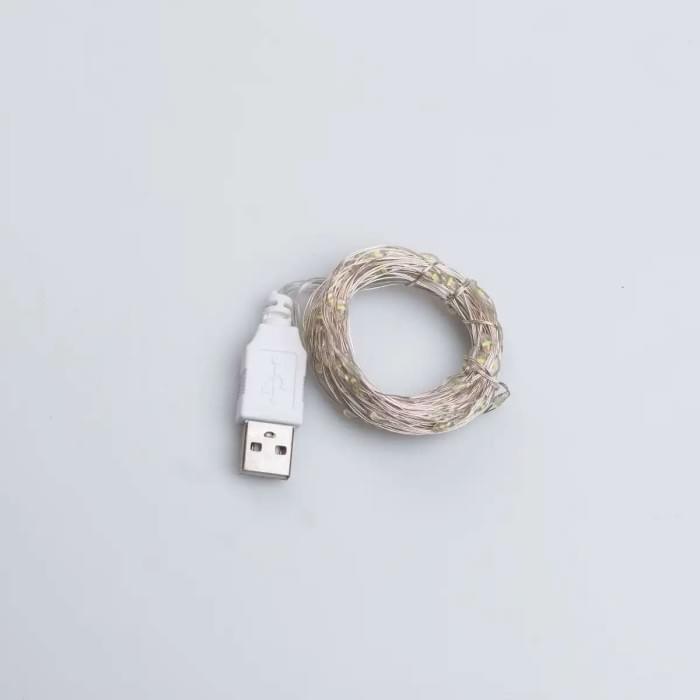 Гірлянда роса 10 метрів USB на 100 led світлодіодів крапля на білому дроті біла USB100L10MWW (33758)
