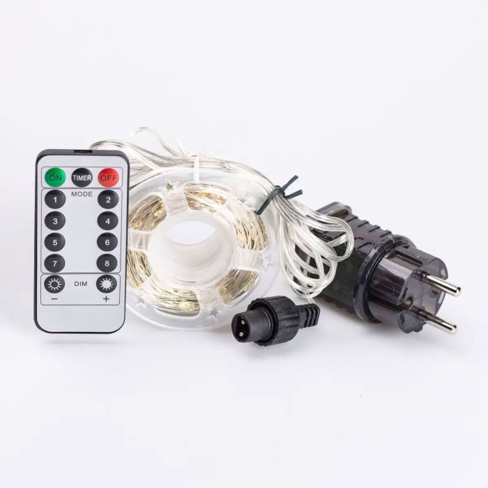 Гірлянда роса на пульті 50 метрів на 500 led світлодіодів крапля на білому дроті жовта 500L50MWY (10768)