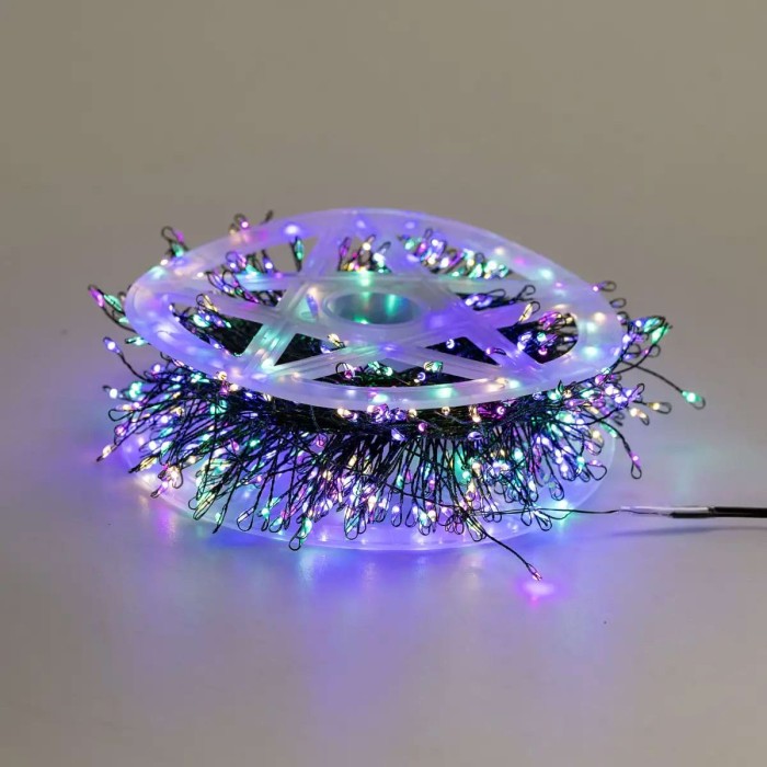 Гірлянда роса мішура 30 метрів хвойна лапа 640 led світлодіодів зелений дріт мультиколор D1750ML (39907)