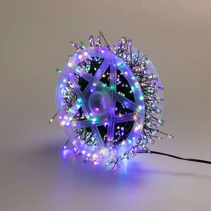 Гірлянда роса мішура 30 метрів хвойна лапа 640 led світлодіодів зелений дріт мультиколор D1750ML (39907)