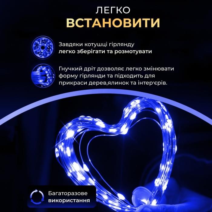 Гірлянда роса на пульті 100 метрів на 1000 led світлодіодів крапля на зеленому дроті синя 1000L100MGBL (58121)