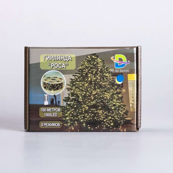 Гірлянда роса на пульті 100 метрів на 1000 led світлодіодів крапля на зеленому дроті синя 1000L100MGBL (58121)