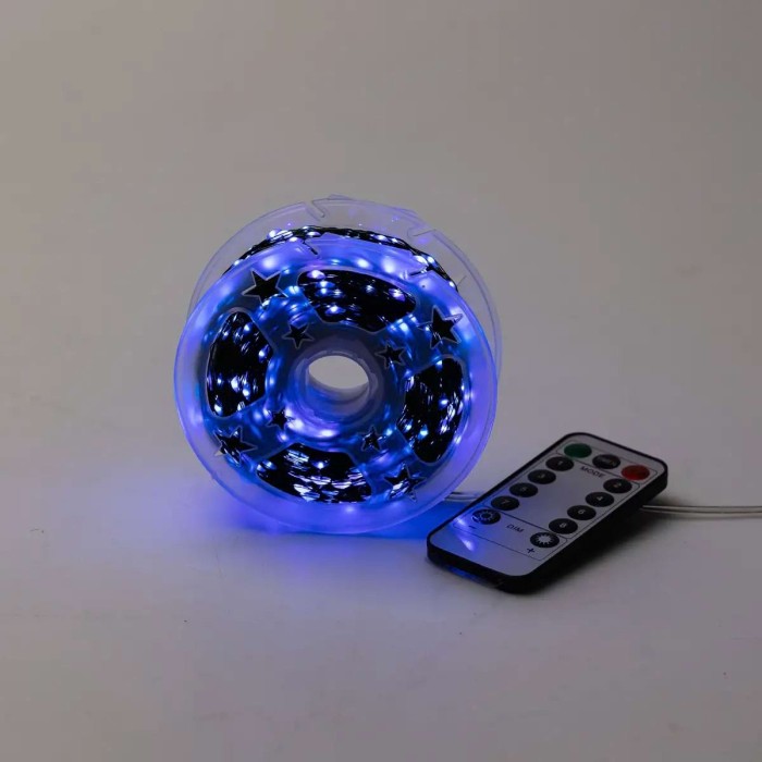 Гірлянда роса на пульті 100 метрів на 1000 led світлодіодів крапля на зеленому дроті синя 1000L100MGBL (58121)