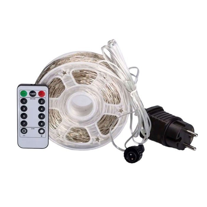 Гірлянда роса на пульті 200 метрів на 2000 led світлодіодів крапля на білому дроті мультиколор 2000L200MWML (66329)