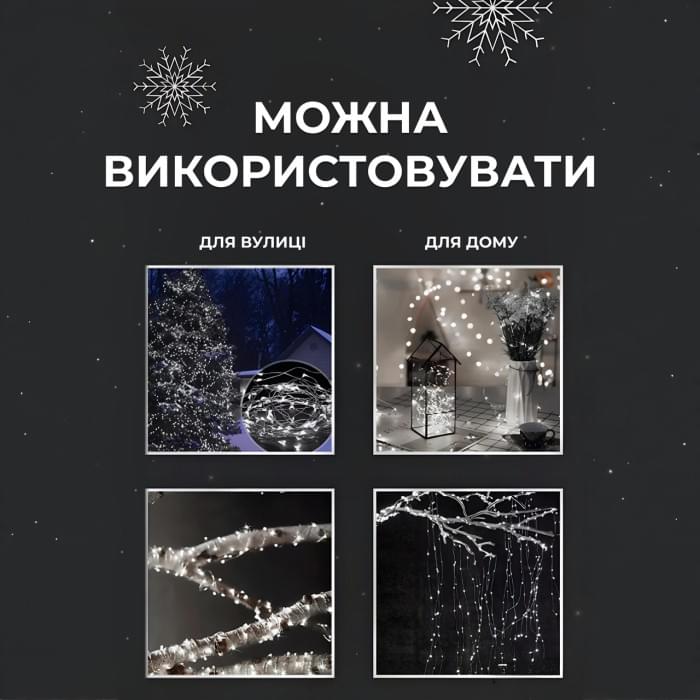 Гірлянда роса на пульті 100 метрів на 1000 led світлодіодів крапля на білому дроті біла 1000L100MWW (74706)