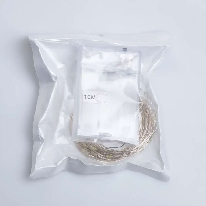 Гірлянда роса 10 метрів крапля на батарейках на 100 led білий дріт біла 100L10MWW (26823)