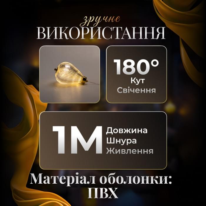 Гірлянда штора з фігурками Повітряна куля 3 метри 6 ламп тепле жовте світло 6L3MBAL (89394)