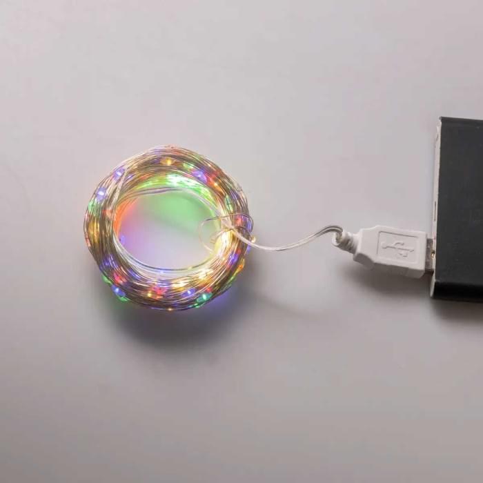 Гірлянда роса 20 метрів USB на 200 led світлодіодів крапля 20 метрів білий дріт мультиколор USB200L20MWML (44540)