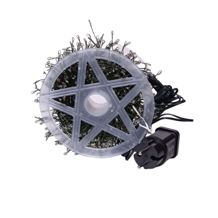 Гірлянда роса мішура 30 метрів хвойна лапа 640 led світлодіодів зелений дріт синя D1750BL (40362)