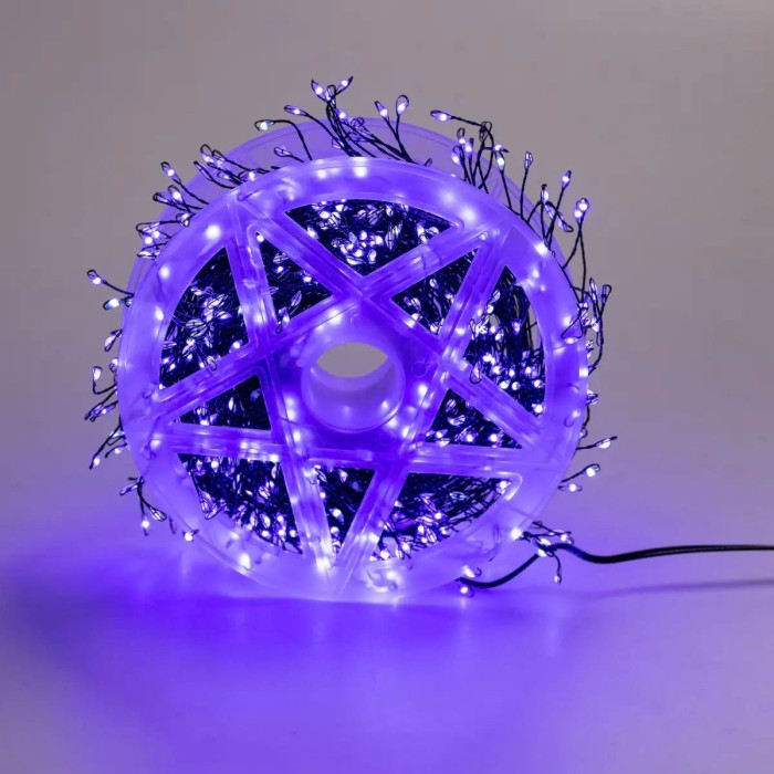 Гірлянда роса мішура 30 метрів хвойна лапа 640 led світлодіодів зелений дріт синя D1750BL (40362)