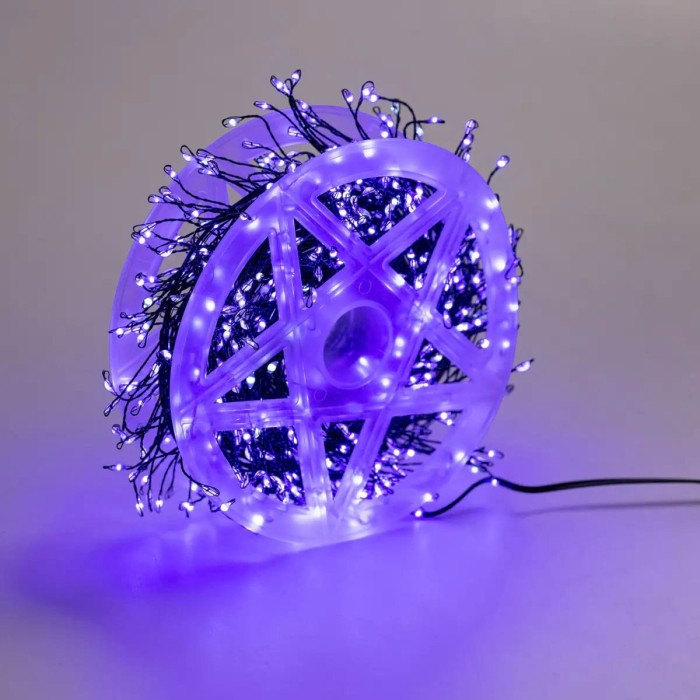 Гірлянда роса мішура 30 метрів хвойна лапа 640 led світлодіодів зелений дріт синя D1750BL (40362)