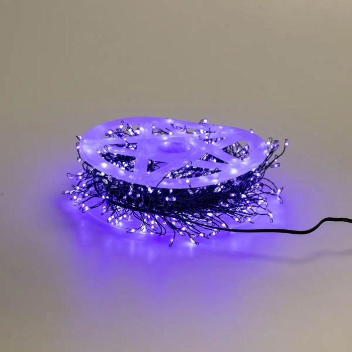 Гірлянда роса мішура 30 метрів хвойна лапа 640 led світлодіодів зелений дріт синя D1750BL (40362)