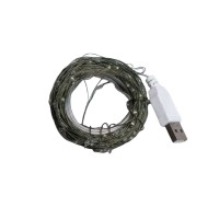 Гірлянда роса 20 метрів USB на 200 led світлодіодів крапля на зеленому дроті біла USB200L20MGW (84224)