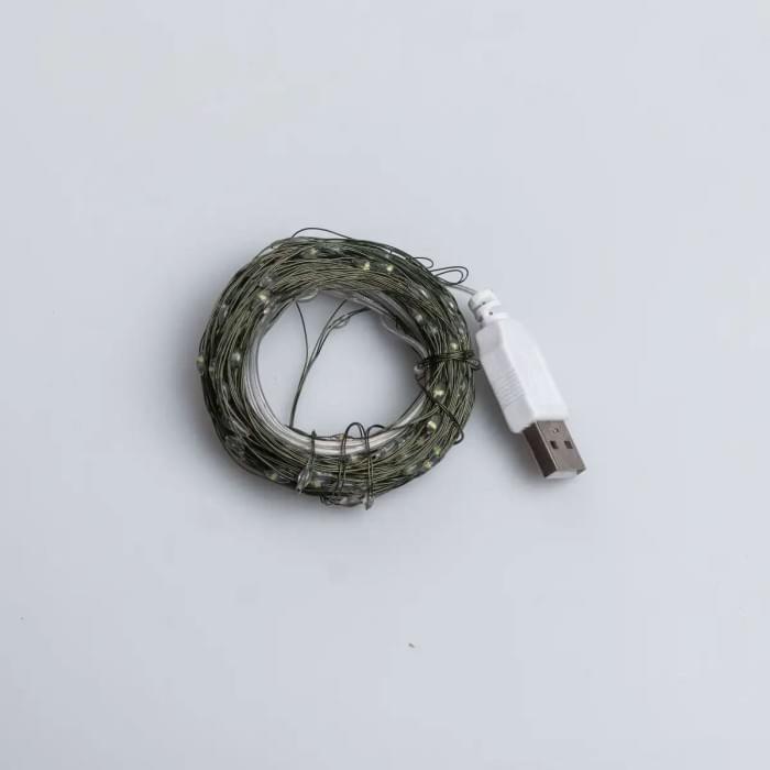 Гірлянда роса 20 метрів USB на 200 led світлодіодів крапля на зеленому дроті біла USB200L20MGW (84224)