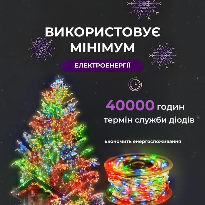 Гірлянда роса на пульті 100 метрів на 1000 led світлодіодів крапля на білому дроті мультиколор 1000L100MWML (67999)