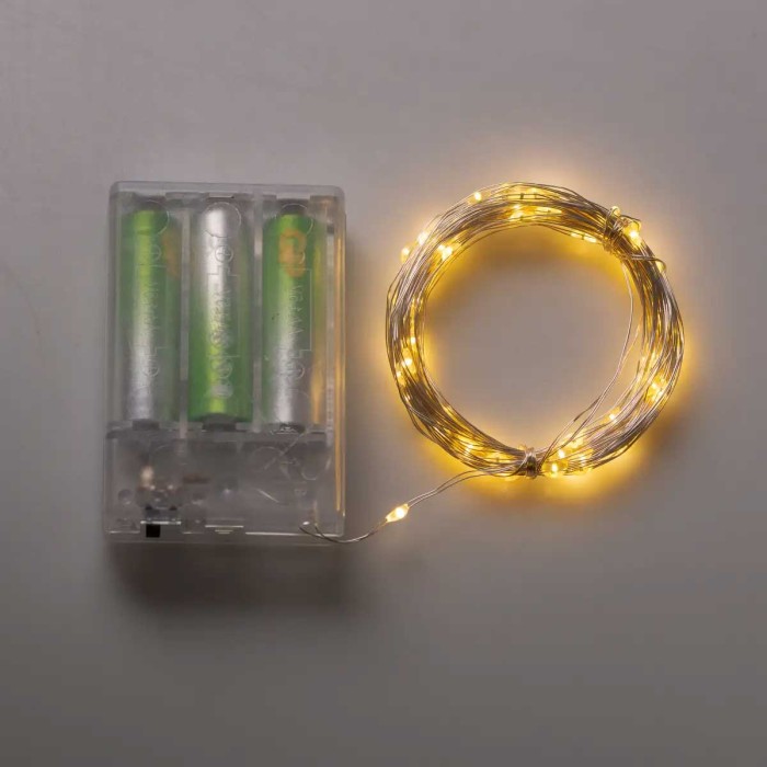 Гірлянда роса 10 метрів крапля на батарейках на 100 led білий дріт жовтий 100L10MWY (22125)