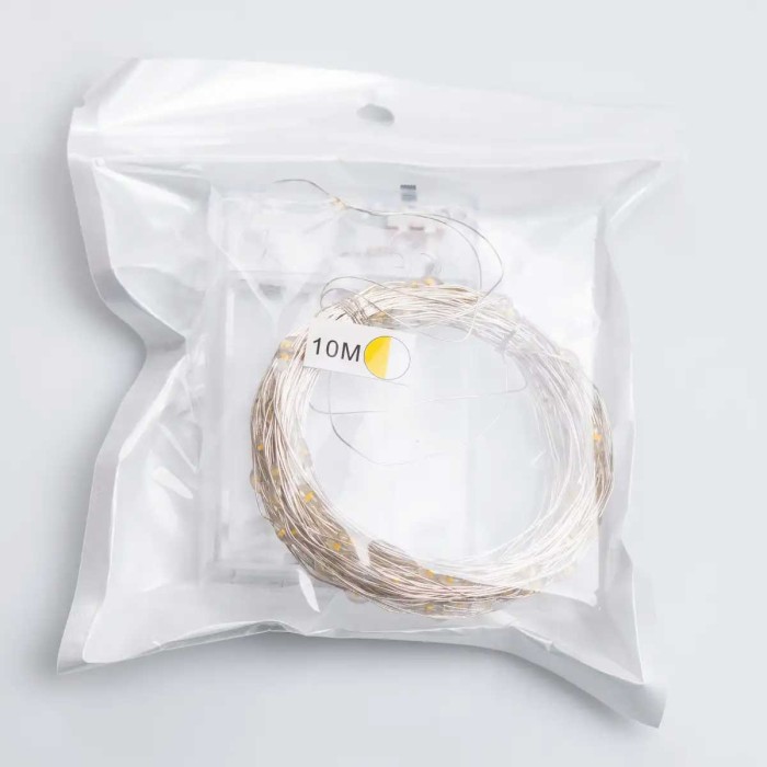Гірлянда роса 10 метрів крапля на батарейках на 100 led білий дріт жовтий 100L10MWY (22125)