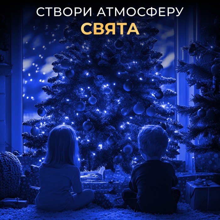 Гірлянда роса на пульті 50 метрів на 500 led світлодіодів крапля на зеленому дроті синя 500L50MGBL (82504)