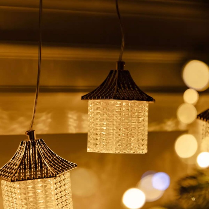 Гірлянда штора з фігурками Ліхтар 3 метри 6 ламп тепле жовте світло 6L3MLIG (34780)