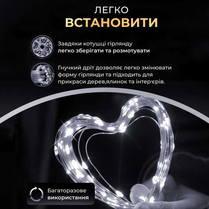 Гірлянда роса на пульті 50 метрів на 500 led світлодіодів крапля на зеленому дроті біла 500L50MGW (28768)
