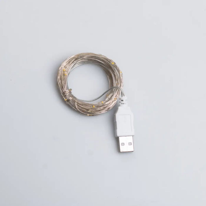 Гірлянда роса 10 метрів USB на 100 led світлодіодів крапля на білому дроті жовта USB100L10MWY (26914)