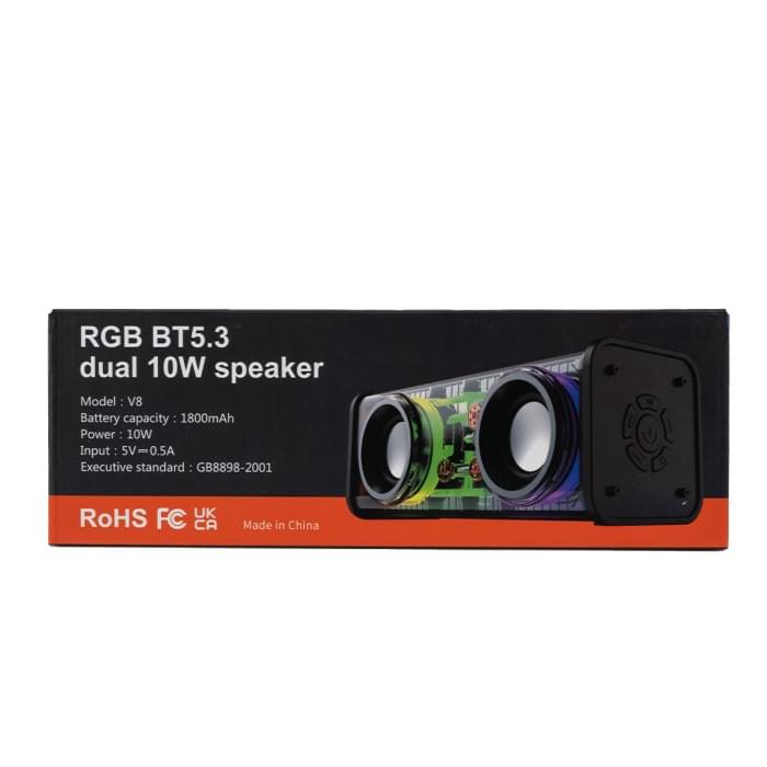 Колонка портативна V8 BT/TF/USB/TWS 10 Вт чорна (72587)
