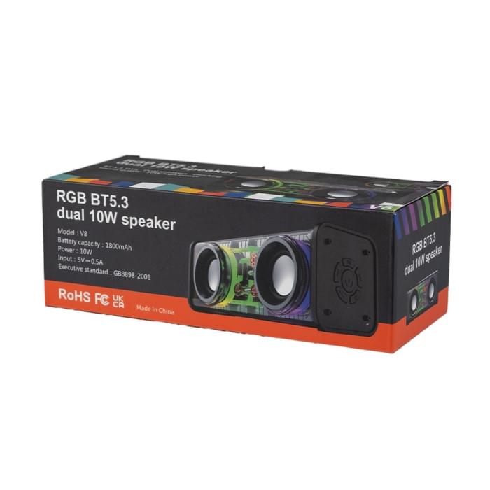 Колонка портативна V8 BT/TF/USB/TWS 10 Вт чорна (72587)