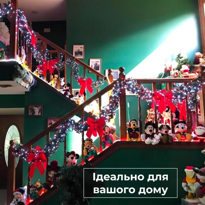 Гірлянда нитка 6м на 50 LED лампочок світлодіодна чорний провід 8 режимів роботи M100LEDML (72618)