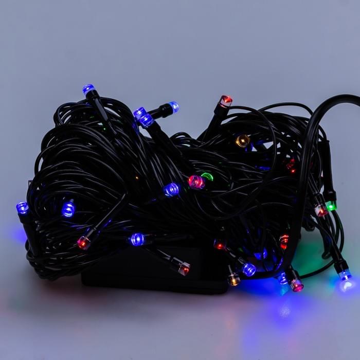 Гірлянда нитка 6м на 50 LED лампочок світлодіодна чорний провід 8 режимів роботи M100LEDML (72618)