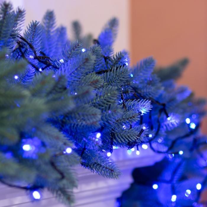 Гірлянда нитка 10м на 200 LED лампочок світлодіодна чорний провід 8 режимів роботи Синій M200LEDBL (77783)