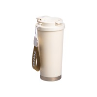 Термочашка Coffee з нержавіючої сталі з ремінцем 500 мл бежева HP-14-17BE (59604)