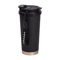 Термочашка Coffee з нержавіючої сталі з ремінцем 500 мл чорна HP-14-17B (18240)