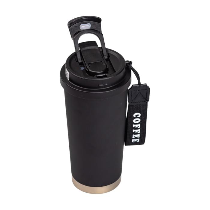 Термочашка Coffee з нержавіючої сталі з ремінцем 500 мл чорна HP-14-17B (18240)