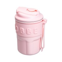 Термочашка Chiobbe з трубочкою та ремінцем 450 мл рожева HP-14-18P (68238)