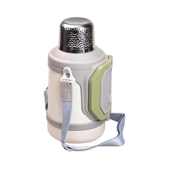 Термос Vacuum Cup 1.5 літра з ремінцем і складною ручкою білий HP-14-21W (84216)