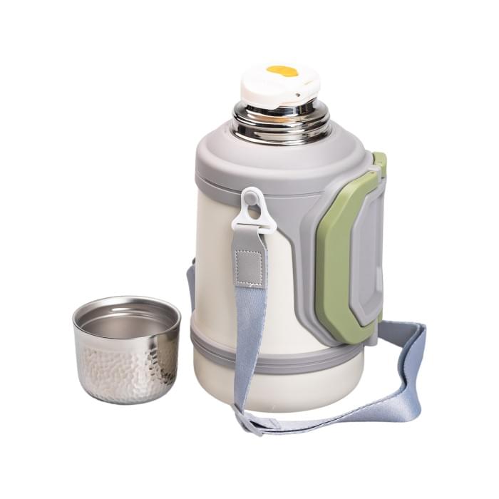 Термос Vacuum Cup 1.5 літра з ремінцем і складною ручкою білий HP-14-21W (84216)