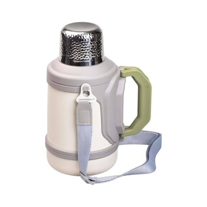 Термос Vacuum Cup 1.5 літра з ремінцем і складною ручкою білий HP-14-21W (84216)
