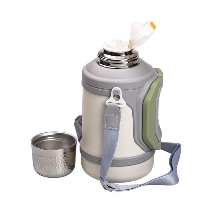 Термос Vacuum Cup 1.5 літра з ремінцем і складною ручкою білий HP-14-21W (84216)