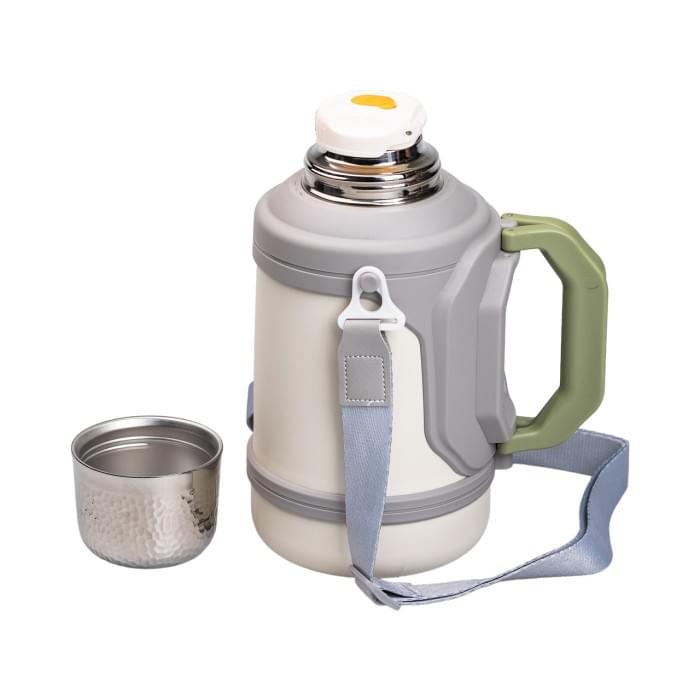 Термос Vacuum Cup 1.5 літра з ремінцем і складною ручкою білий HP-14-21W (84216)