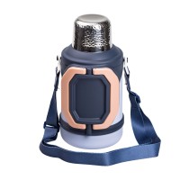 Термос Vacuum Cup 1.5 літра з ремінцем і складною ручкою темно-синій HP-14-21BL (65924)