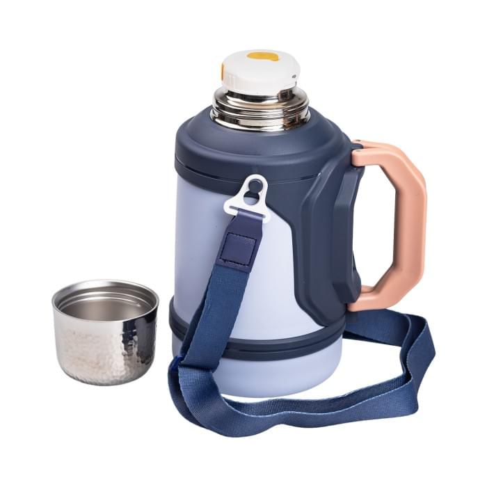 Термос Vacuum Cup 1.5 літра з ремінцем і складною ручкою темно-синій HP-14-21BL (65924)