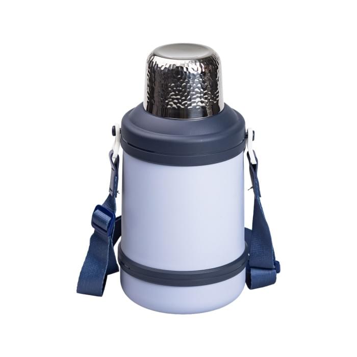 Термос Vacuum Cup 1.5 літра з ремінцем і складною ручкою темно-синій HP-14-21BL (65924)