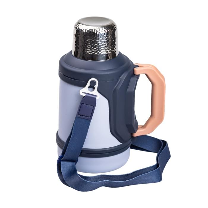 Термос Vacuum Cup 1.5 літра з ремінцем і складною ручкою темно-синій HP-14-21BL (65924)