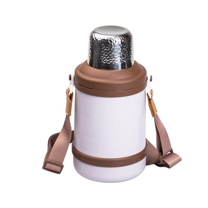 Термос Vacuum Cup 1.5 літра з ремінцем і складною ручкою коричневий HP-14-21V (83506)
